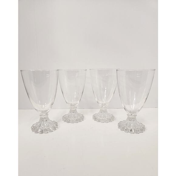 Vintage Clear Bubble Foot Goblets Set of 4 – Mid Century Modern Glass Drinkware - Picture 1 of 7